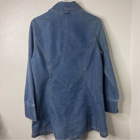 Vintage 90s Bleu Bayou Denim Jacket Medium Blue Embroidered Sequin Mid Length - Picture 12 of 16